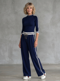 Eirlys | Fitted Long Sleeve Top Wide Leg Pants Set