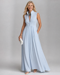 Virelia | Sleeveless Collared Flowing Wide Leg Jumpsuit